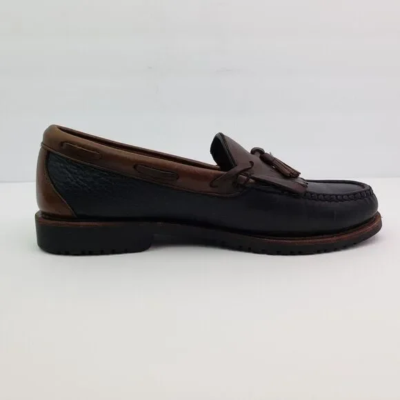 Allen Edmonds Nashua Mens Size 9.5 Brown Black Leather Kiltie Tassel Loafer Shoe